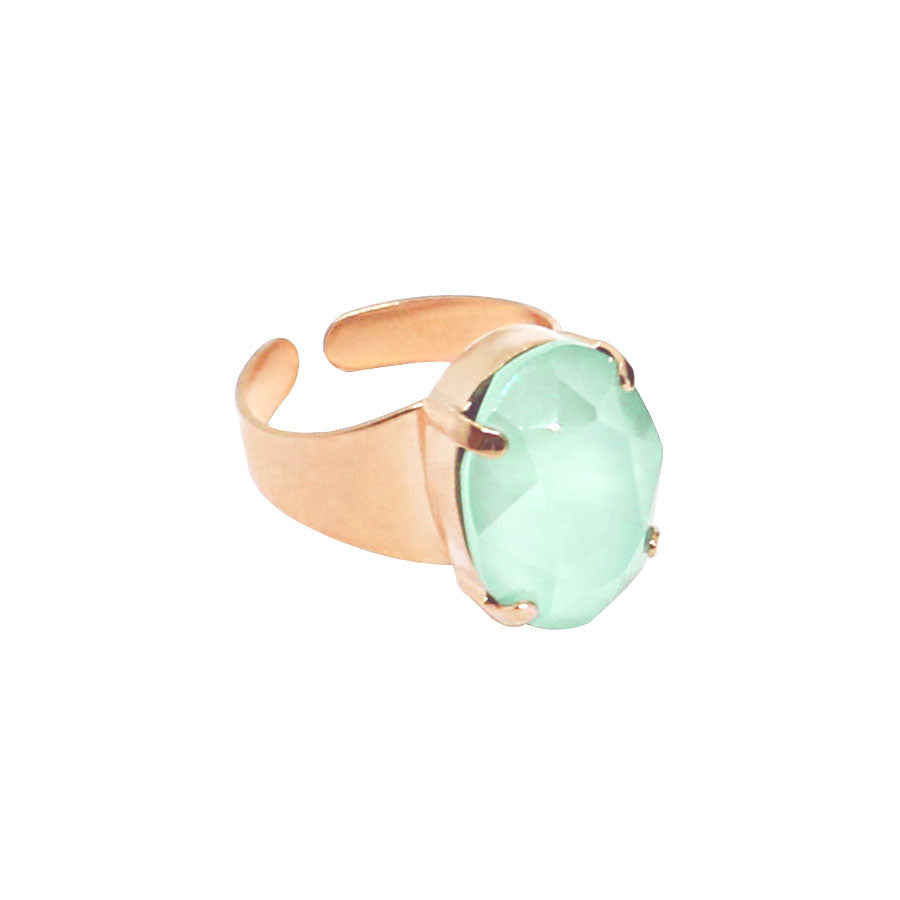 Mia large mint crystal rose gold ring side view