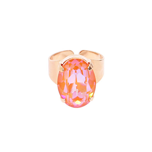 Mia large orange crystal rose gold ring front view