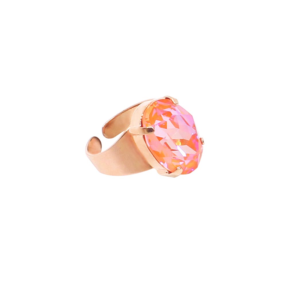 Mia large orange crystal rose gold ring side view