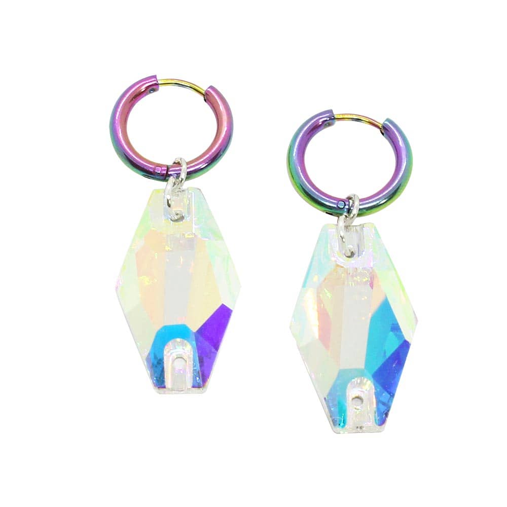 Nika Iridescent Earrings with hexagon pendant