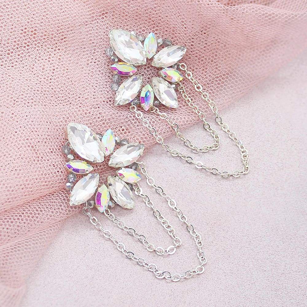 Silver Nikki Crystal Glam Earrings on pink