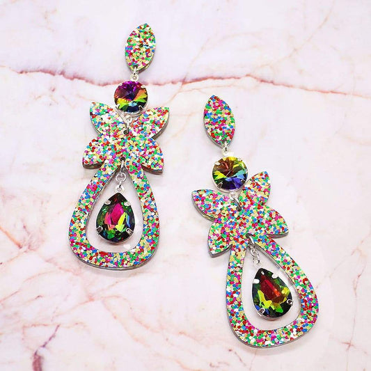 Rainbow Ophelia Glitter Statement Earrings