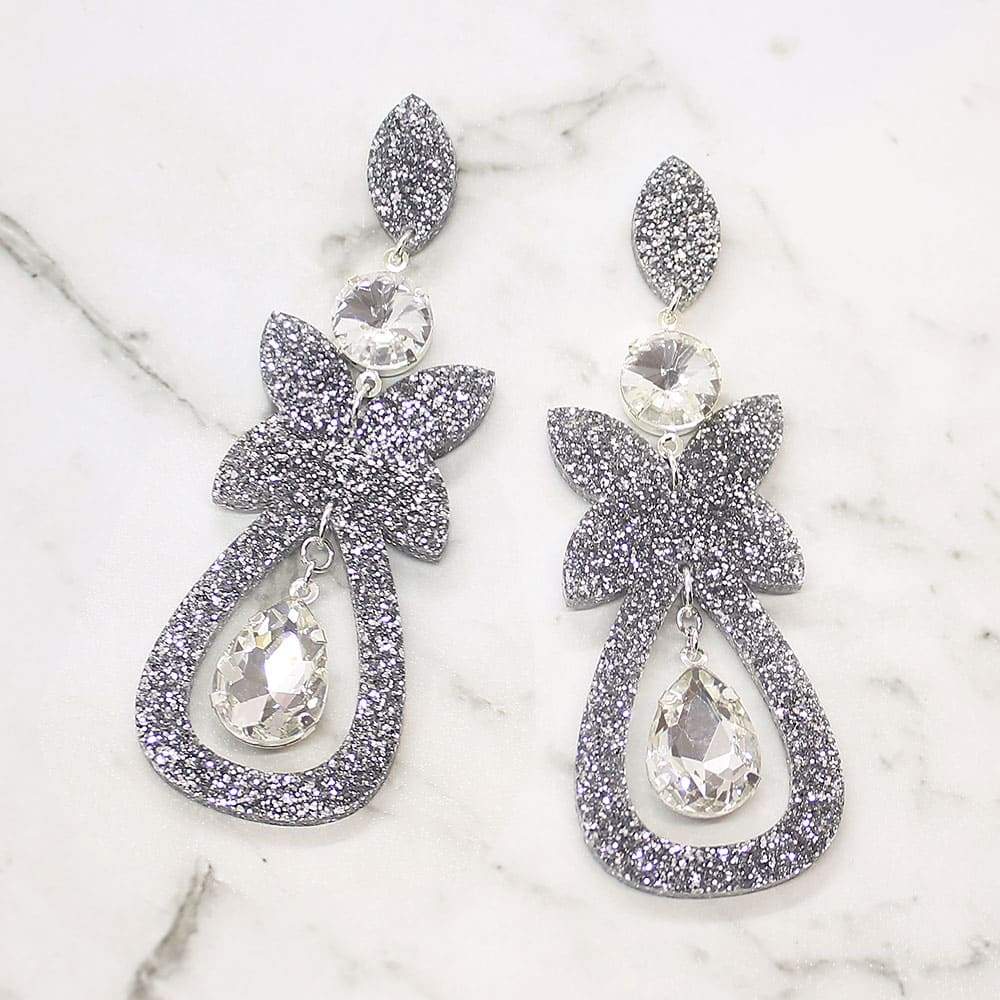 Silver Ophelia Glitter Statement Earrings