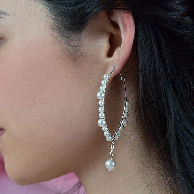Off-white Ora Pearl Hoop Earrings from side