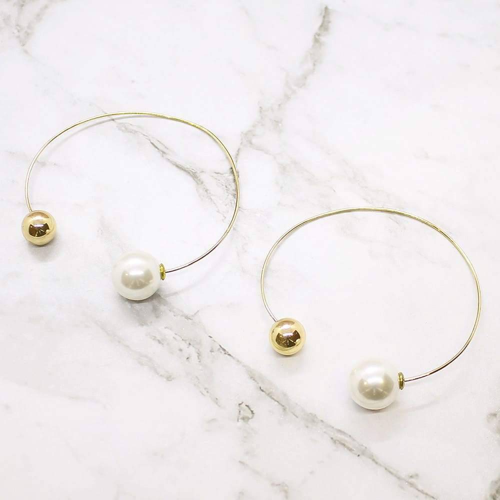 Rae Large Hoop and Pearl Ball Earrings Set