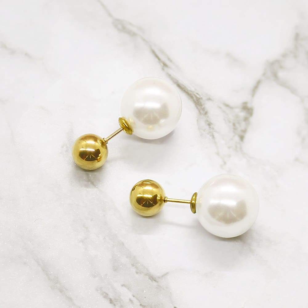 Rae Large Hoop and Pearl Ball Earrings Set