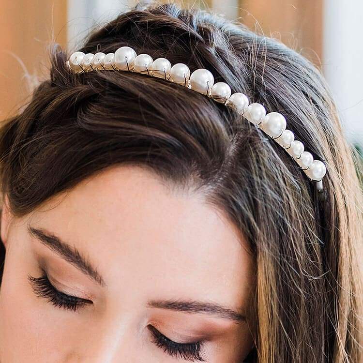 Silver Romee Pearl Headband from top
