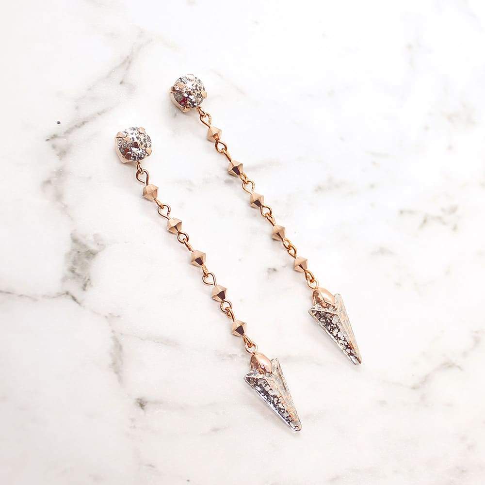 Ryda rose gold earrings on grey