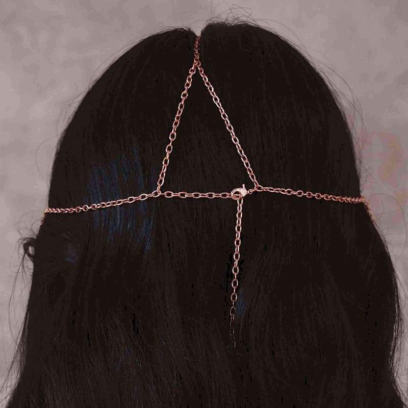 Rose gold Ryda bohemian headpiece from back