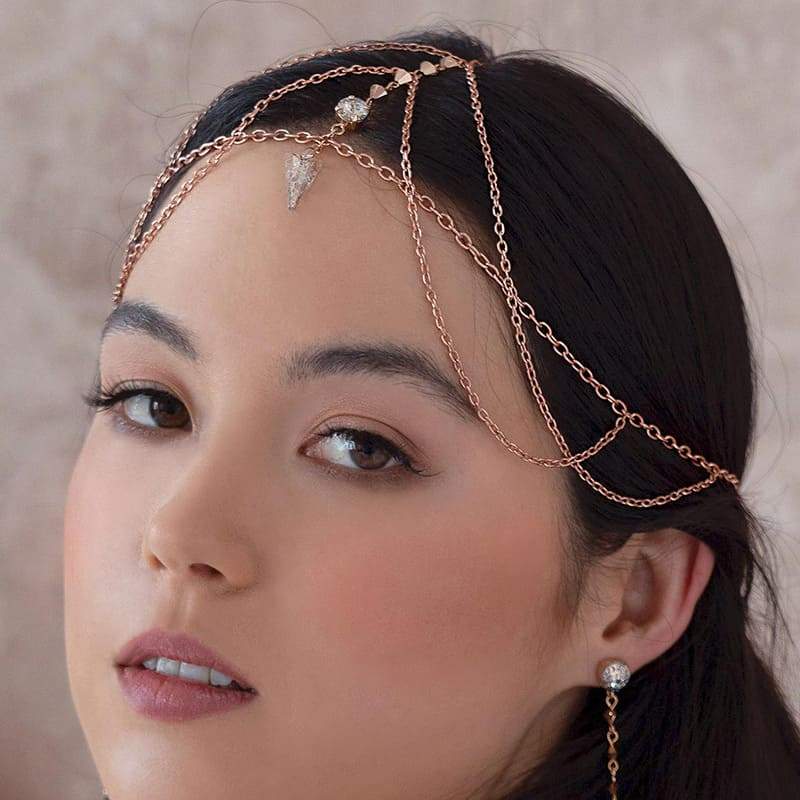 Rose gold Ryda bohemian headpiece from side