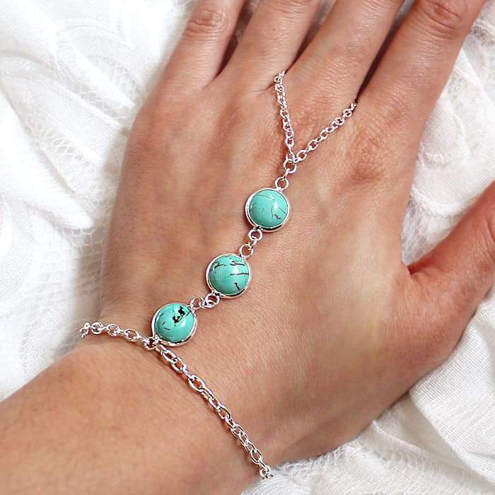 Skye Turquoise Hand Chain from top