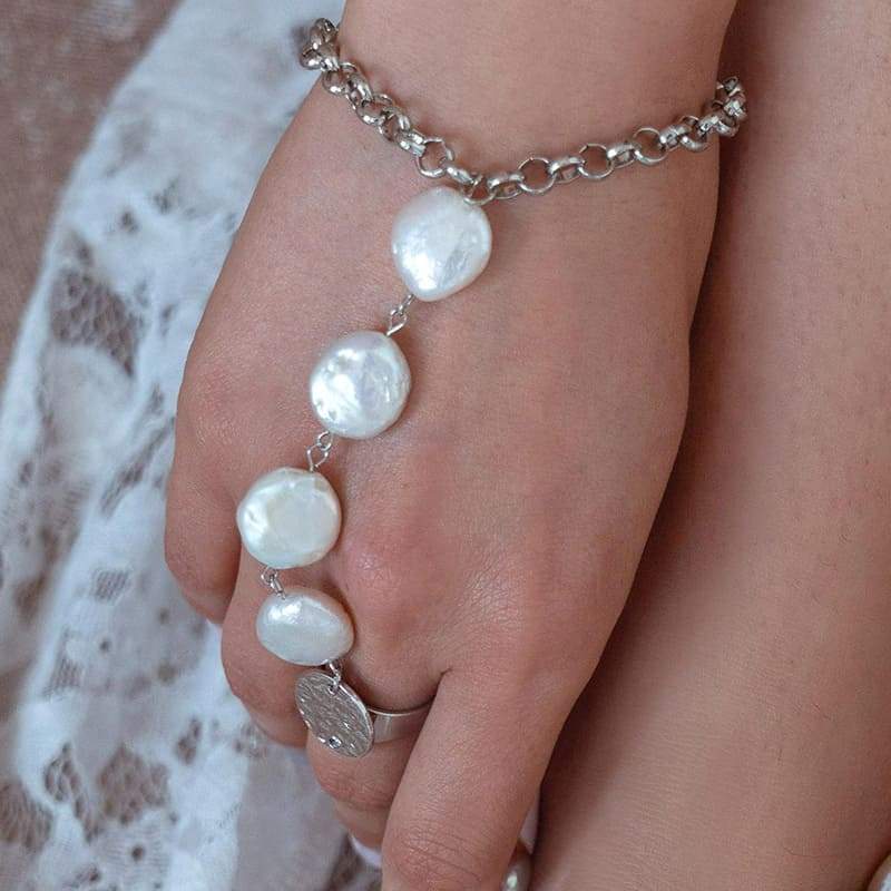 White Sloan Bohemian Bracelet Ring on hand down