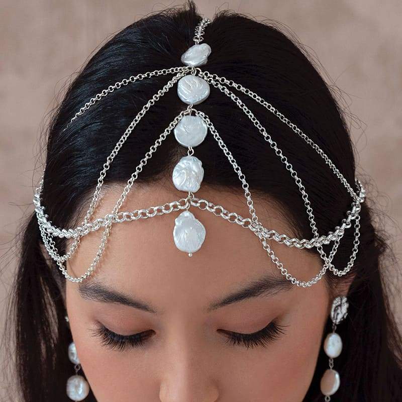 White Sloan Bohemian Headpiece looking down