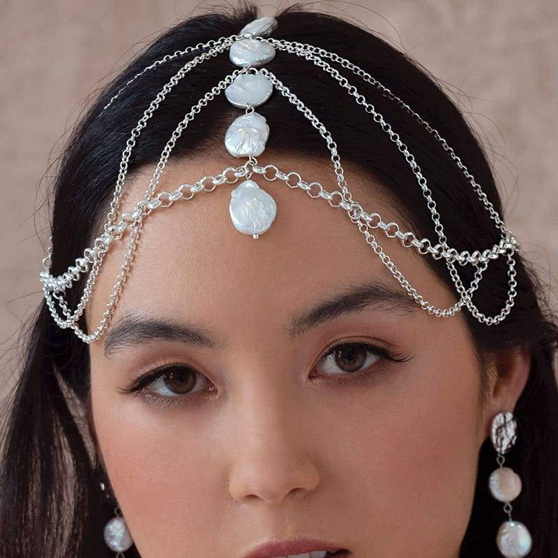 White Sloan Bohemian Headpiece from front
