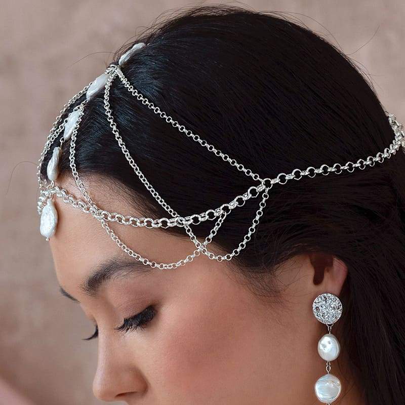 White Sloan Bohemian Headpiece from side