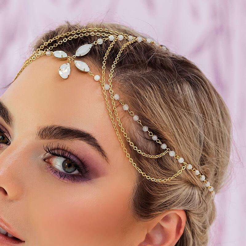 Gold Tallulah Bohemian Bridal Headpiece from side