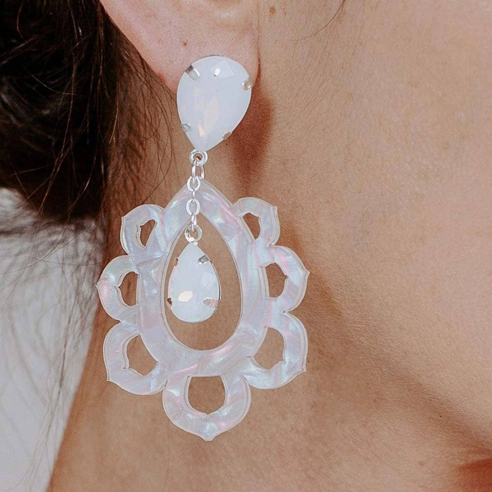 Thandie Iridescent Bohemian Earrings rightear close