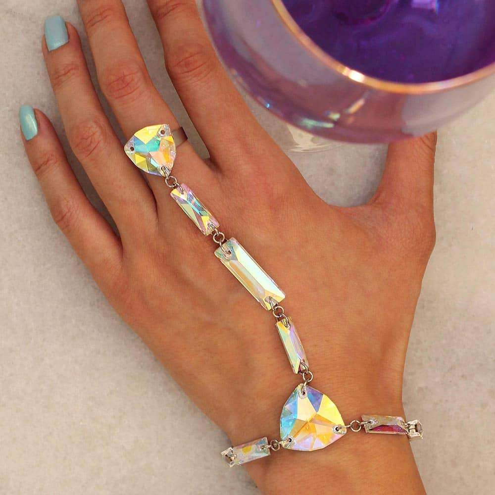 Xanadu iridescent crystal ring bracelet