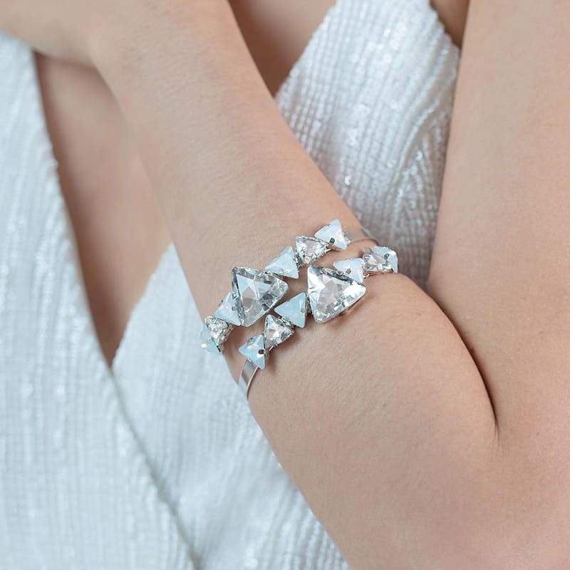 Silver Zendaya Crystal Bangle stacked on arm