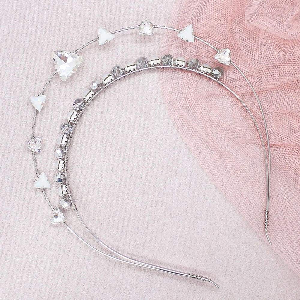 Silver Zendaya Crystal Headband on pink