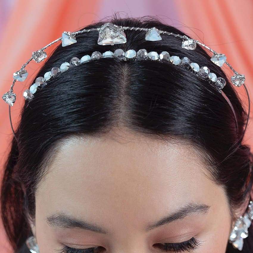 Silver Zendaya Crystal Headband on top