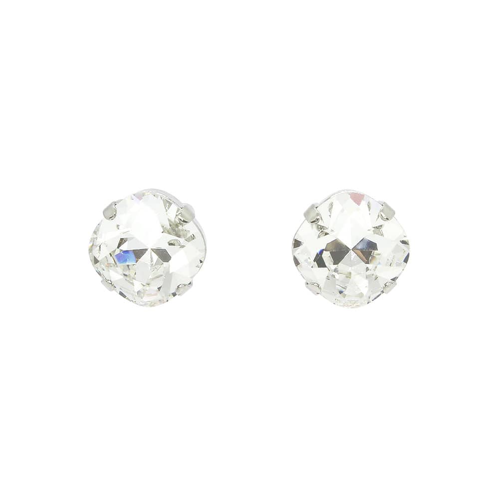Diamond Zodiac Crystal Stud Earrings with silver metal
