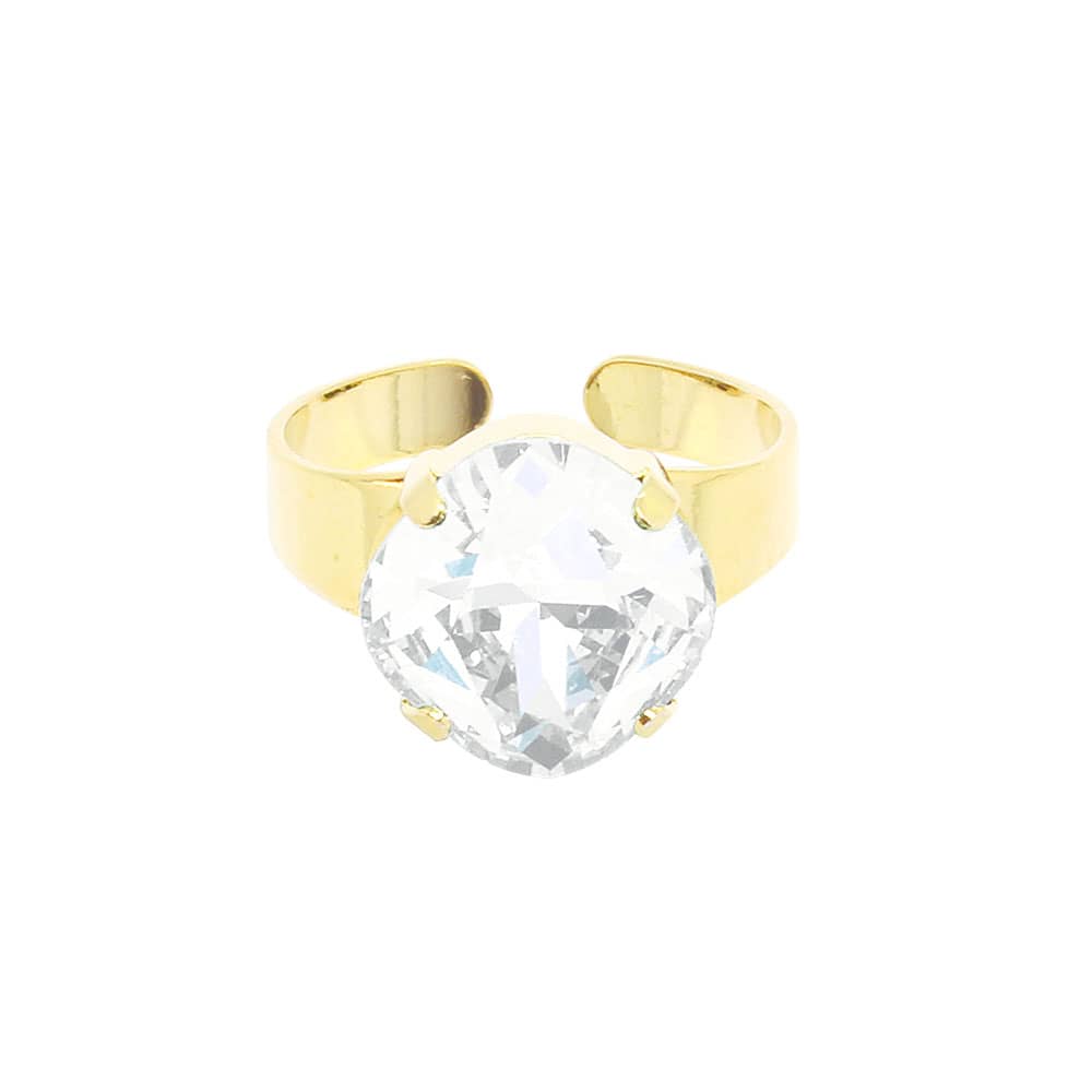 April diamond Zodiac birthstone crystal ring with gold