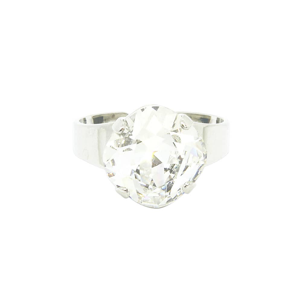 April diamond Zodiac birthstone crystal ring with silver