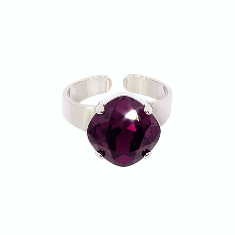 February amethyst Zodiac birthstone crystal ring with silver