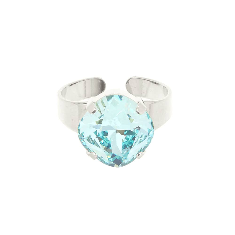 March aquamarine Zodiac birthstone crystal ring with silver