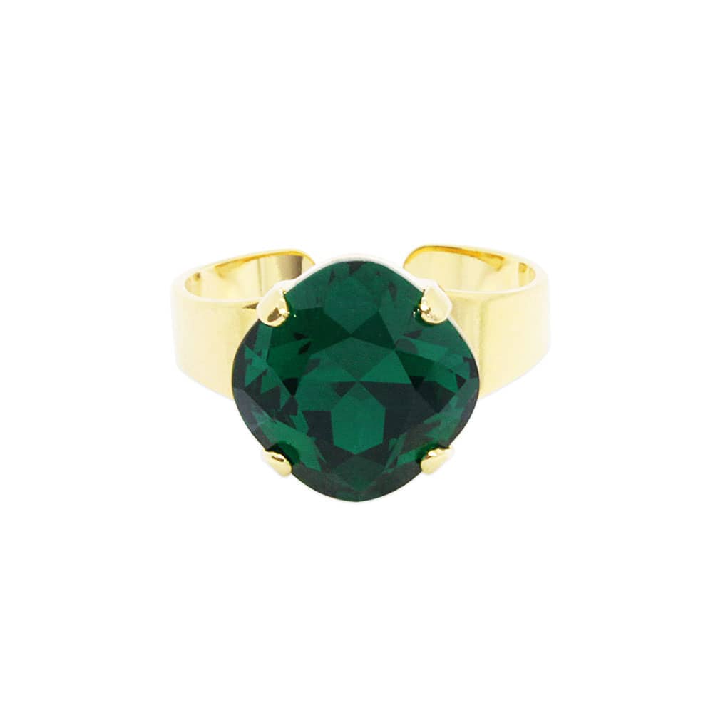 May emerald Zodiac birthstone crystal ring with gold