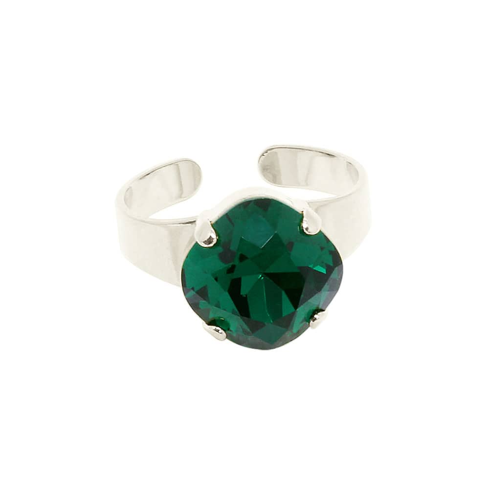 May emerald Zodiac birthstone crystal ring with silver